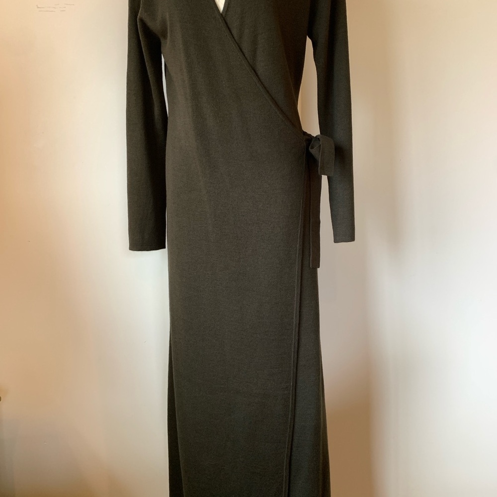 Chic Olive Long Sleeve Wrap Dress
